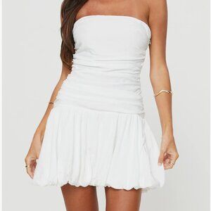 Princess Polly Glamour Girl Strapless Bubble Hem Mini Dress White NWT Size 8